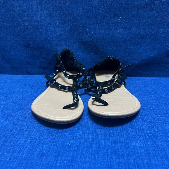 Size 9.5 Charlotte Russe Black & Chrome Spiked Studded Sandals - Picture 7 of 10